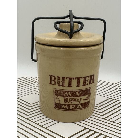 Vintage Tan Butter Crock MV MPA Country Decor - Picture 1 of 6
